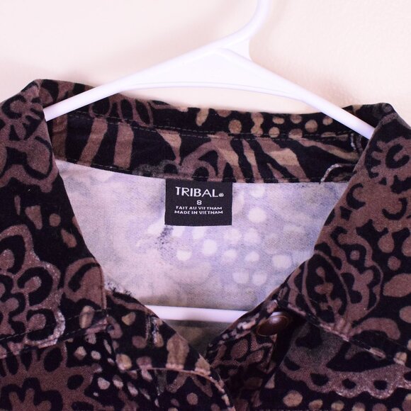 Vintage Tribal Women's Cotton Animal Print Paisley Jacket Fall Winter - Size 8 - Picture 2 of 10